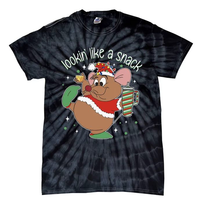 Looking Like A Snack Christmas Mouse Boujee Santa Xmas Tie-Dye T-Shirt