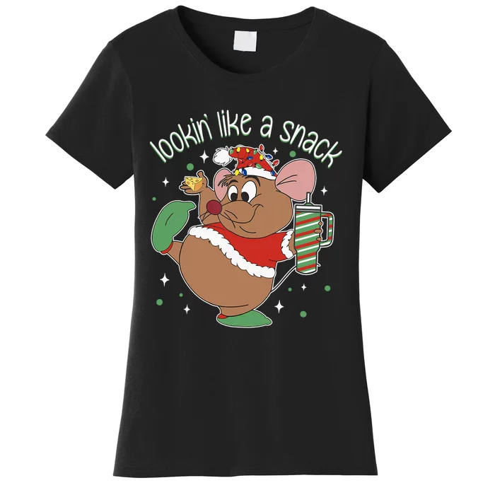 Looking Like A Snack Christmas Mouse Boujee Santa Xmas Women's T-Shirt