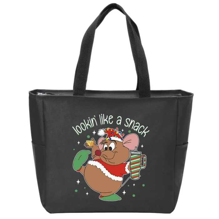 Looking Like A Snack Christmas Mouse Boujee Santa Xmas Zip Tote Bag