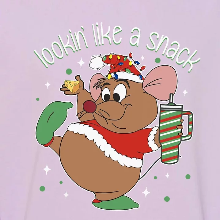 Looking Like A Snack Christmas Mouse Boujee Santa Xmas Garment-Dyed Sweatshirt