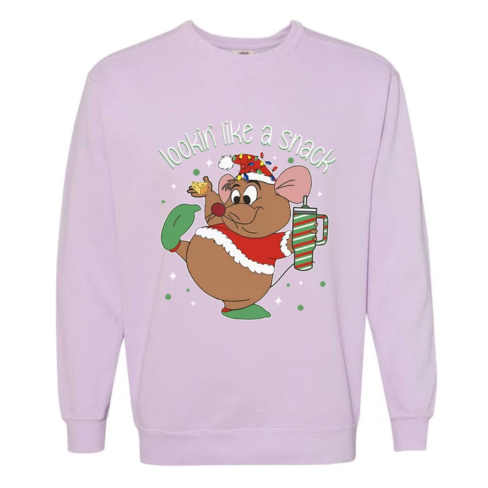 Looking Like A Snack Christmas Mouse Boujee Santa Xmas Garment-Dyed Sweatshirt