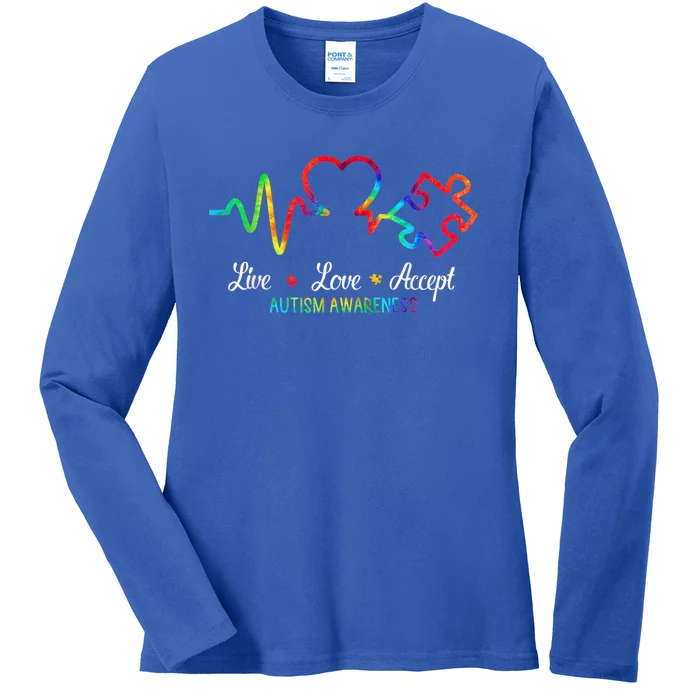 Live Love Accept Autism Awareness Ladies Long Sleeve Shirt