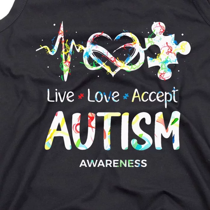 Live Love Accept Autism Awareness Month Support Tank Top