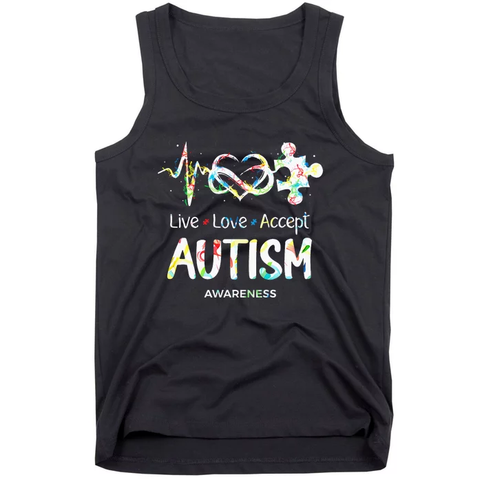 Live Love Accept Autism Awareness Month Support Tank Top