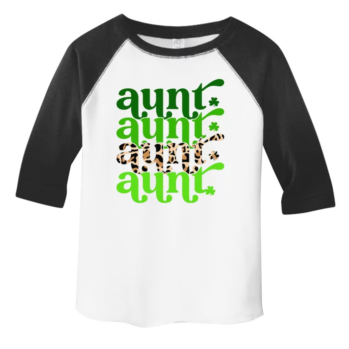 Leopard Lucky Aunt Stacked Irish Shamrocks St Patrick's Day Toddler Fine Jersey T-Shirt