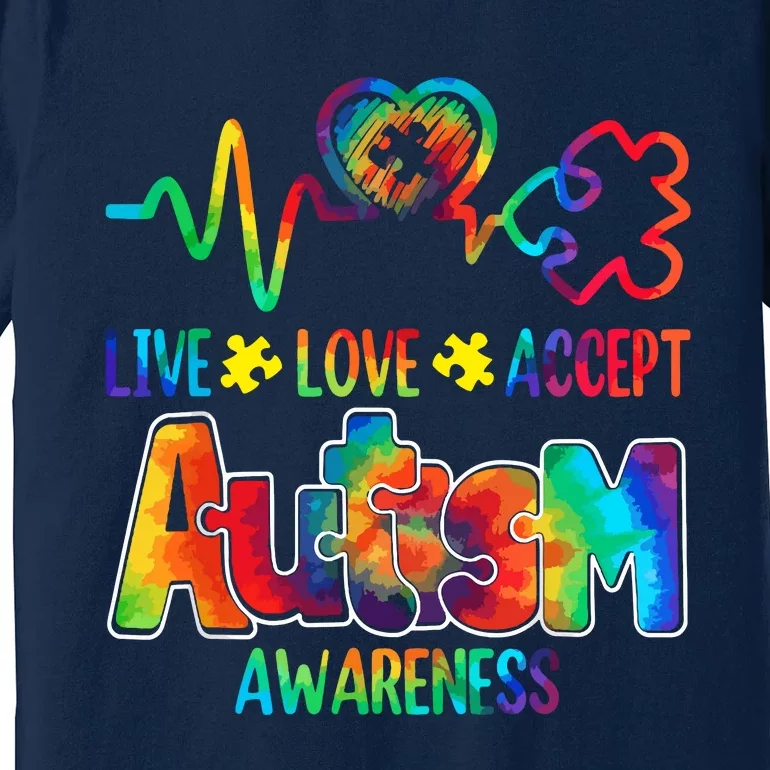 Live Love Accept Autism Awareness Support Acceptance Tie Dye Premium T-Shirt