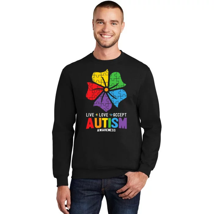 Live Love Accept Autism Awareness Month For Tall Sweatshirt