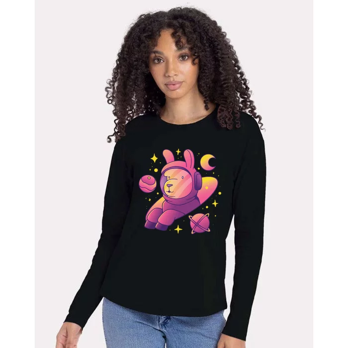 Llama Astronaut Womens Cotton Relaxed Long Sleeve T-Shirt