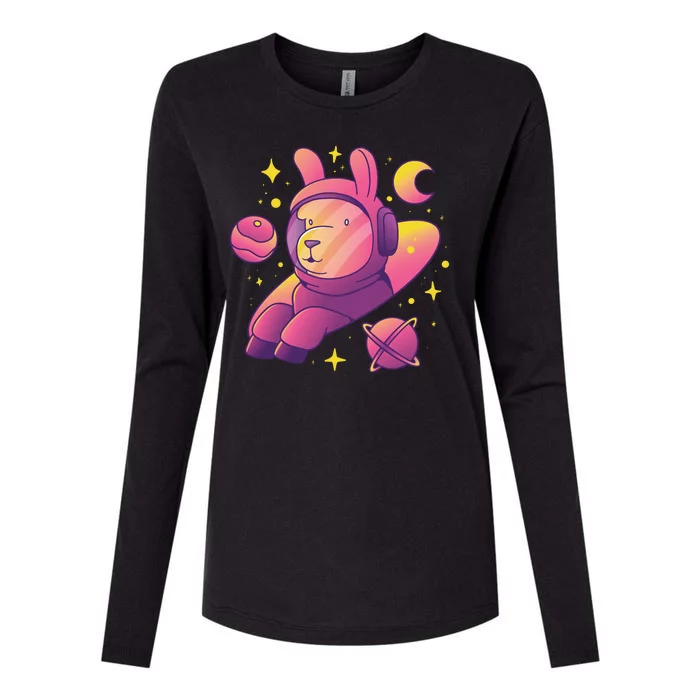 Llama Astronaut Womens Cotton Relaxed Long Sleeve T-Shirt