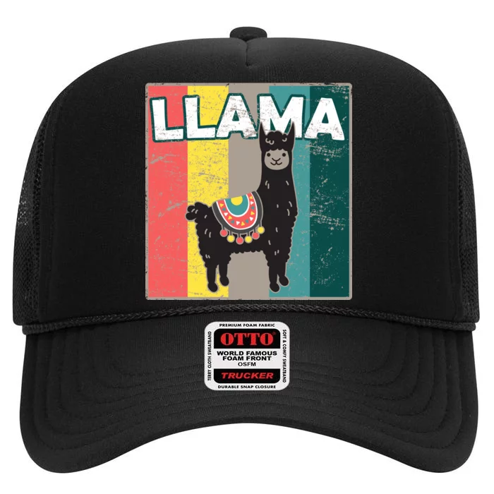 Llama Retro High Crown Mesh Trucker Hat