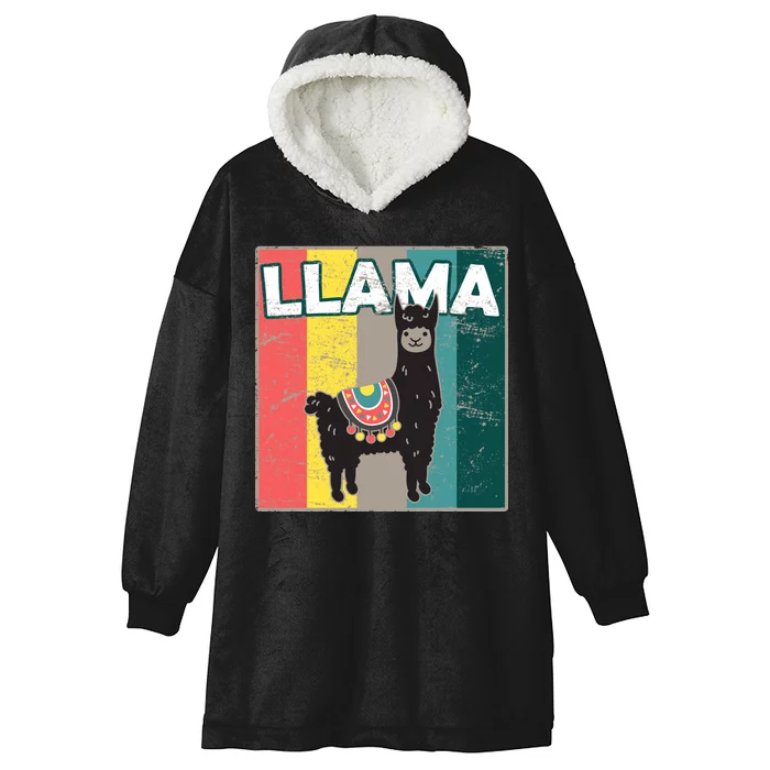 Llama Retro Hooded Wearable Blanket