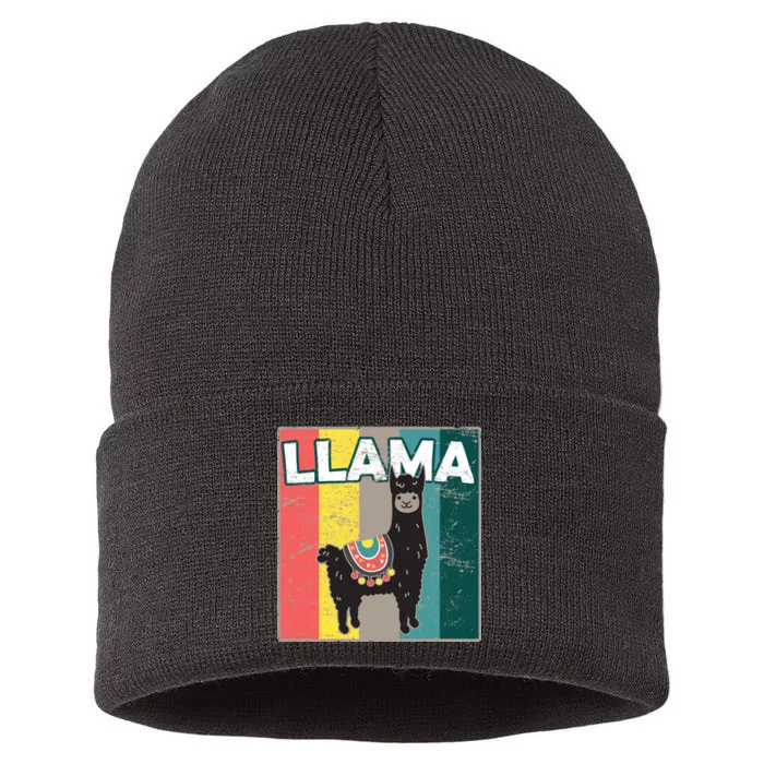 Llama Retro Sustainable Knit Beanie