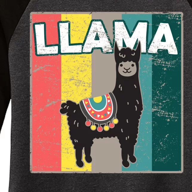 Llama Retro Women's Tri-Blend 3/4-Sleeve Raglan Shirt