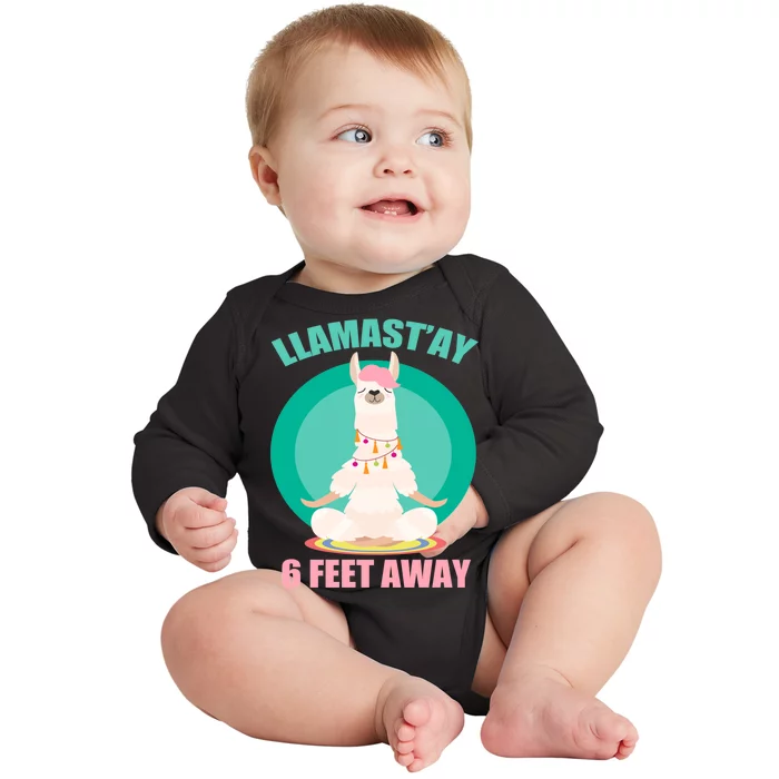 Llamast'ay 6 Feet Away Funny Social Distancing Baby Long Sleeve Bodysuit