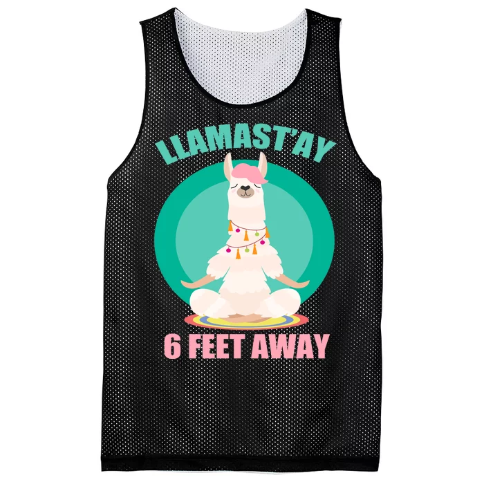 Llamast'ay 6 Feet Away Funny Social Distancing Mesh Reversible Basketball Jersey Tank