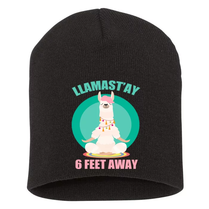 Llamast'ay 6 Feet Away Funny Social Distancing Short Acrylic Beanie