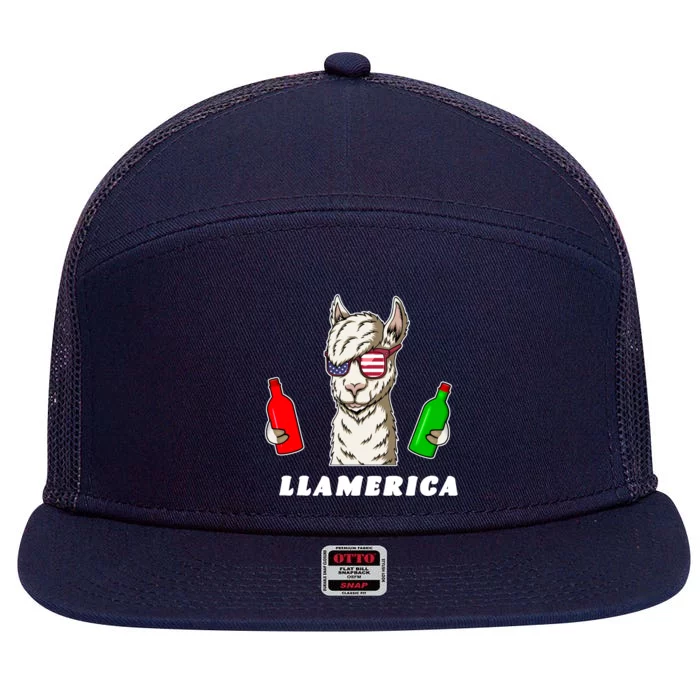 Llamerica Funny USA 7 Panel Mesh Trucker Snapback Hat