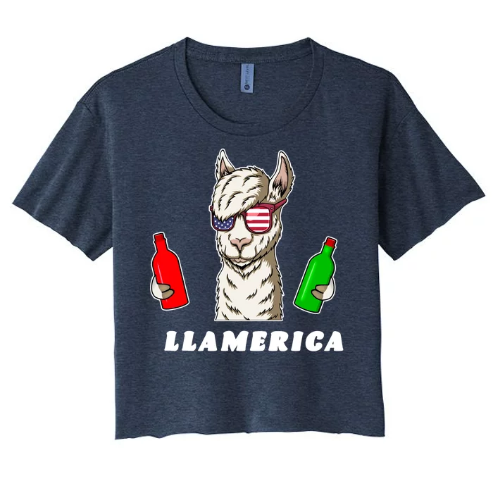 Llamerica Funny USA Women's Crop Top Tee