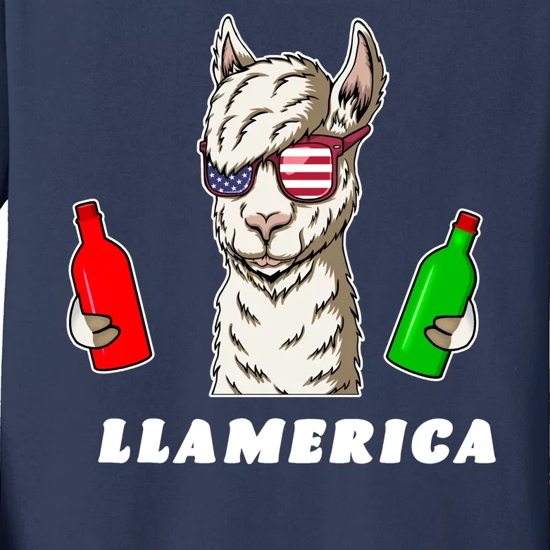 Llamerica Funny USA Kids Long Sleeve Shirt