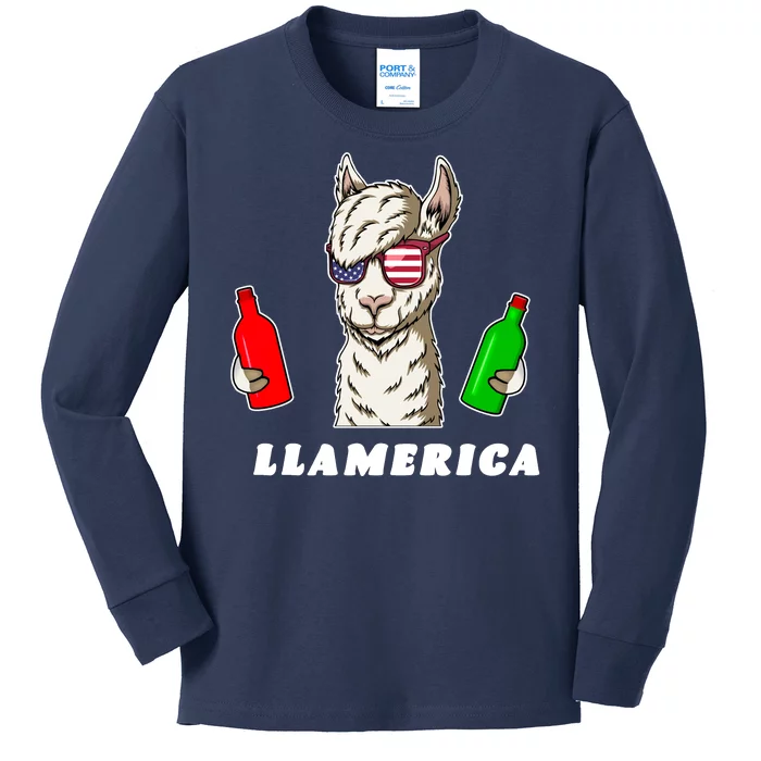 Llamerica Funny USA Kids Long Sleeve Shirt