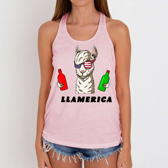 Llamerica Funny USA Women's Knotted Racerback Tank