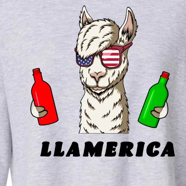 Llamerica Funny USA Cropped Pullover Crew