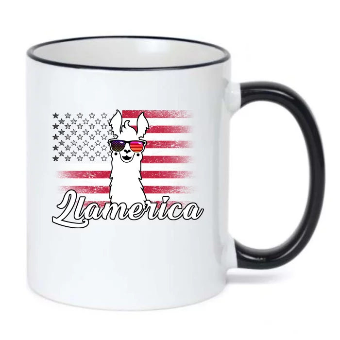 Llamerica Merica Flag Black Color Changing Mug