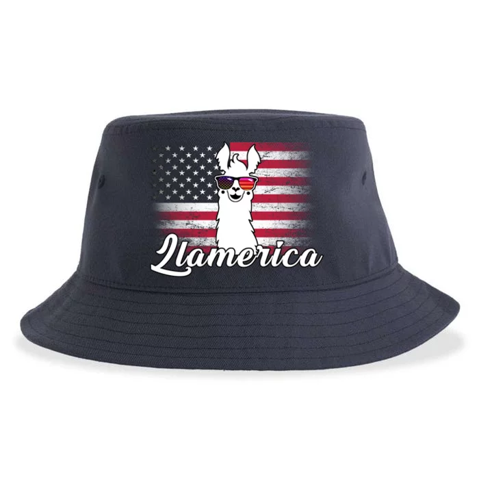 Llamerica Merica Flag Sustainable Bucket Hat