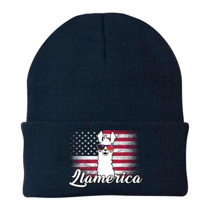 Llamerica Merica Flag Knit Cap Winter Beanie