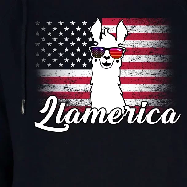 Llamerica Merica Flag Womens Funnel Neck Pullover Hood