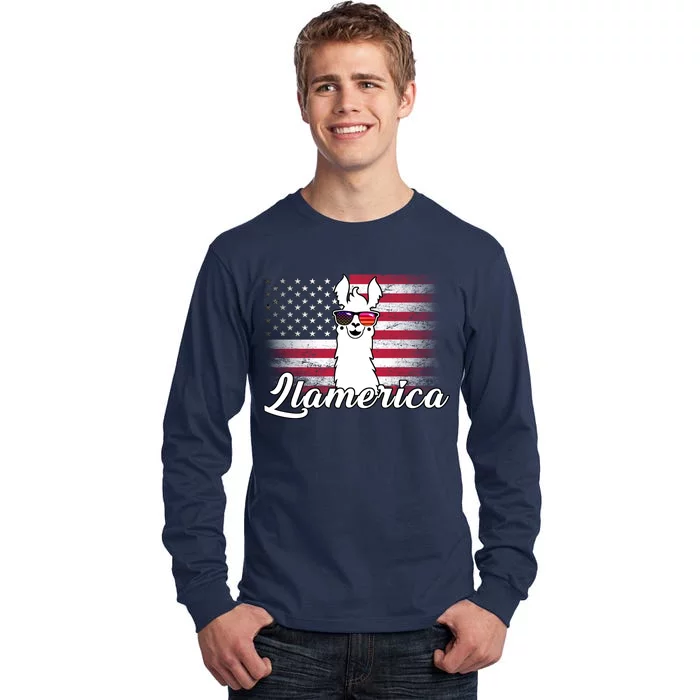 Llamerica Merica Flag Tall Long Sleeve T-Shirt