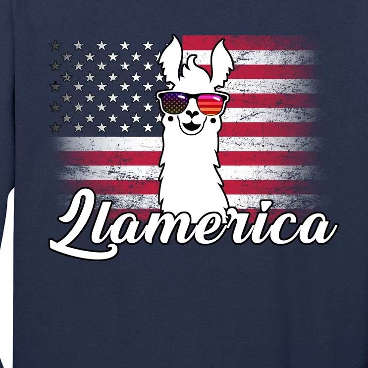 Llamerica Merica Flag Tall Long Sleeve T-Shirt