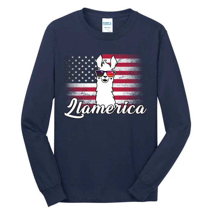 Llamerica Merica Flag Tall Long Sleeve T-Shirt