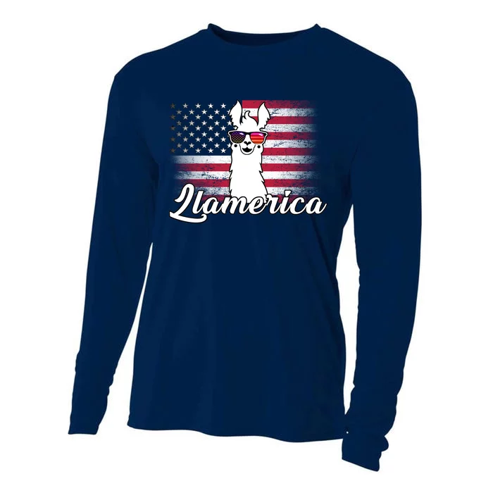 Llamerica Merica Flag Cooling Performance Long Sleeve Crew