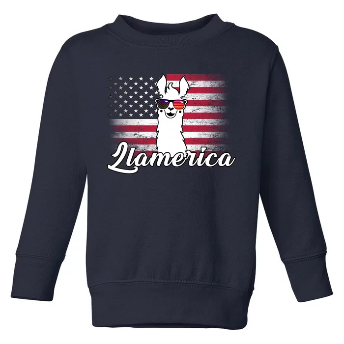 Llamerica Merica Flag Toddler Sweatshirt