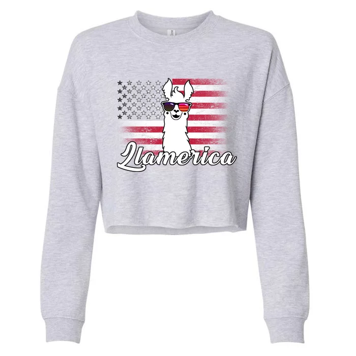 Llamerica Merica Flag Cropped Pullover Crew