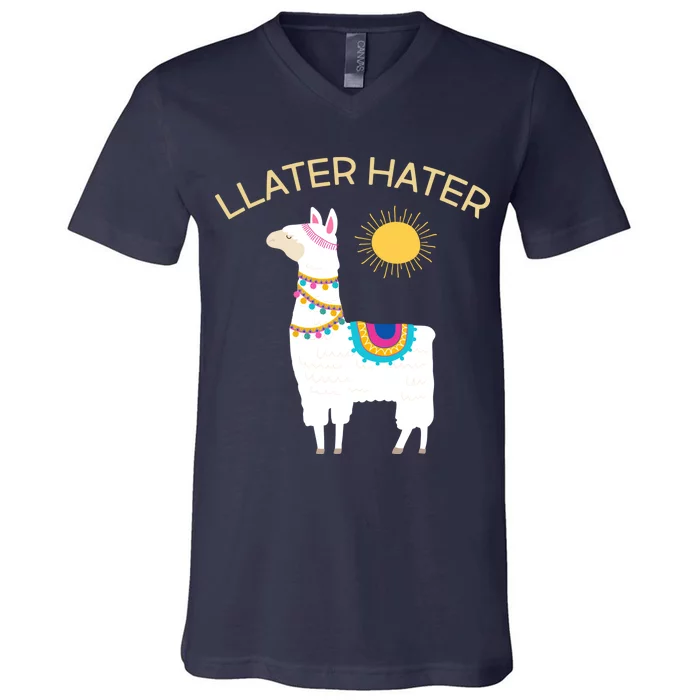 Llater Hater Llama V-Neck T-Shirt