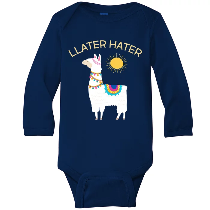 Llater Hater Llama Baby Long Sleeve Bodysuit