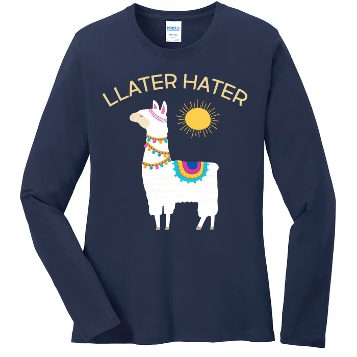 Llater Hater Llama Ladies Long Sleeve Shirt