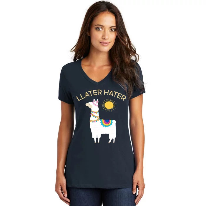 Llater Hater Llama Women's V-Neck T-Shirt