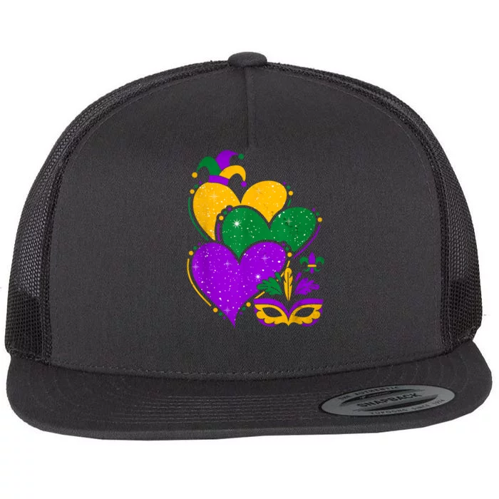 Laissez Les Bon Temps Rouler Happy Mardi Gras Fat Tuesday Flat Bill Trucker Hat