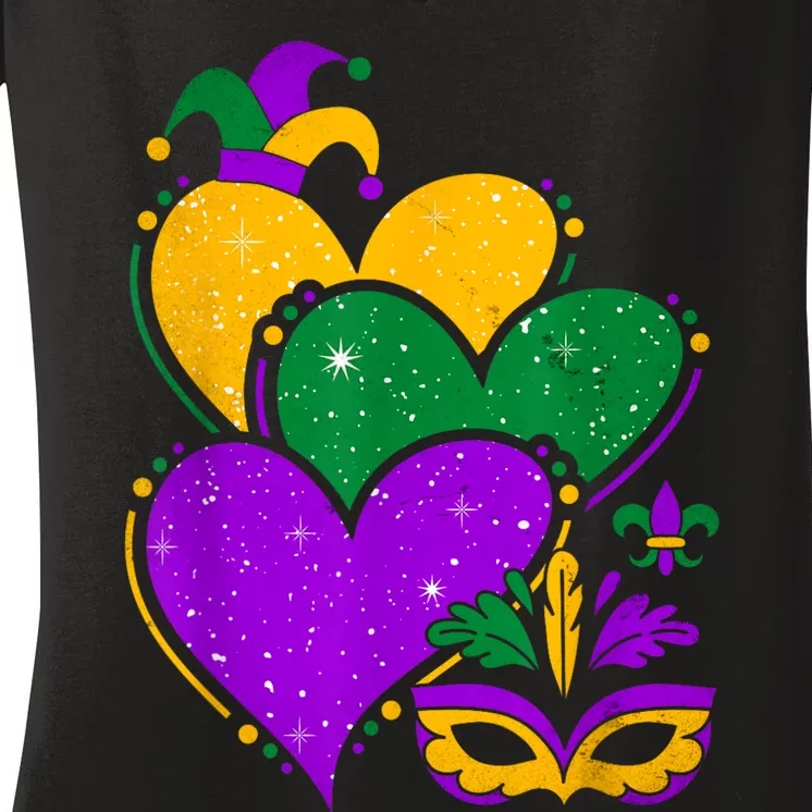 Laissez Les Bon Temps Rouler Happy Mardi Gras Fat Tuesday Women's V-Neck T-Shirt