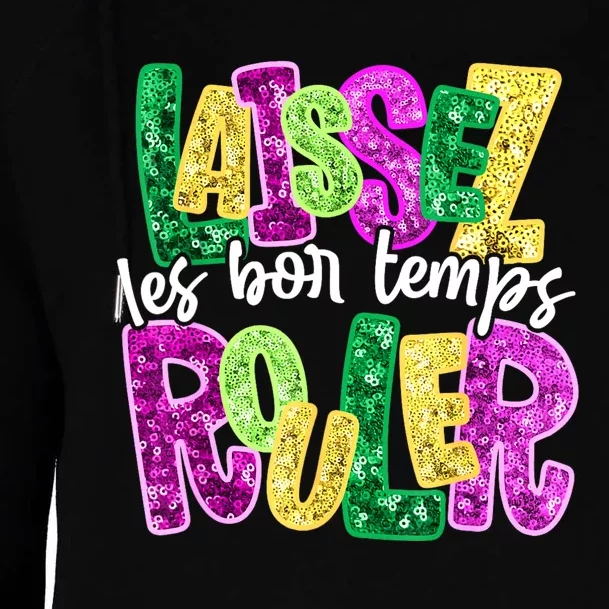 Laissez Les Bon Temps Rouler Happy Mardi Gras Fat Tuesday Womens Funnel Neck Pullover Hood