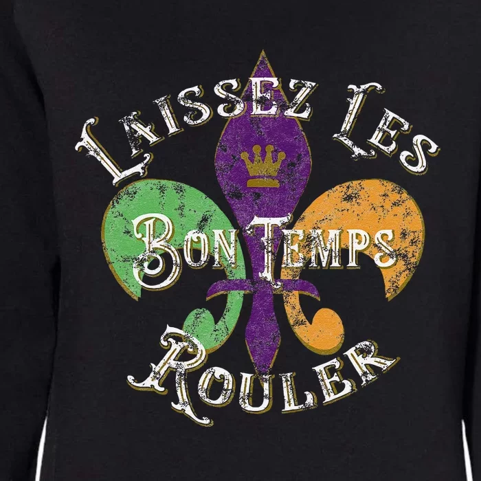 Laissez Les Bon Temps Rouler Mardi Gras 2024 Fleur De Lis Womens California Wash Sweatshirt