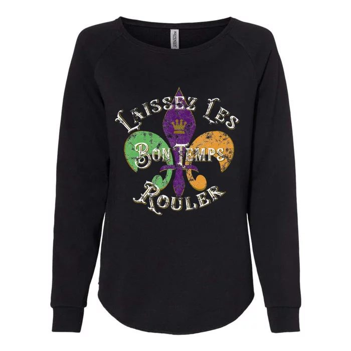 Laissez Les Bon Temps Rouler Mardi Gras 2024 Fleur De Lis Womens California Wash Sweatshirt