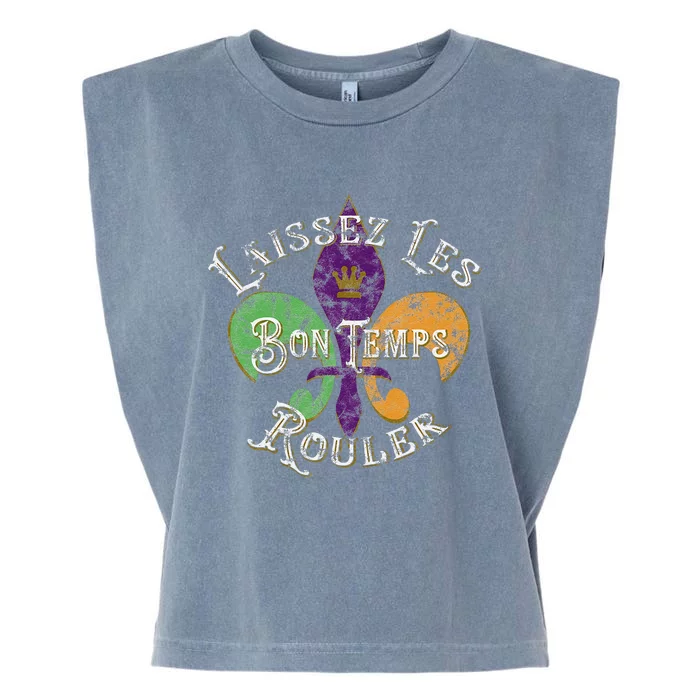 Laissez Les Bon Temps Rouler Mardi Gras 2024 Fleur De Lis Garment-Dyed Women's Muscle Tee