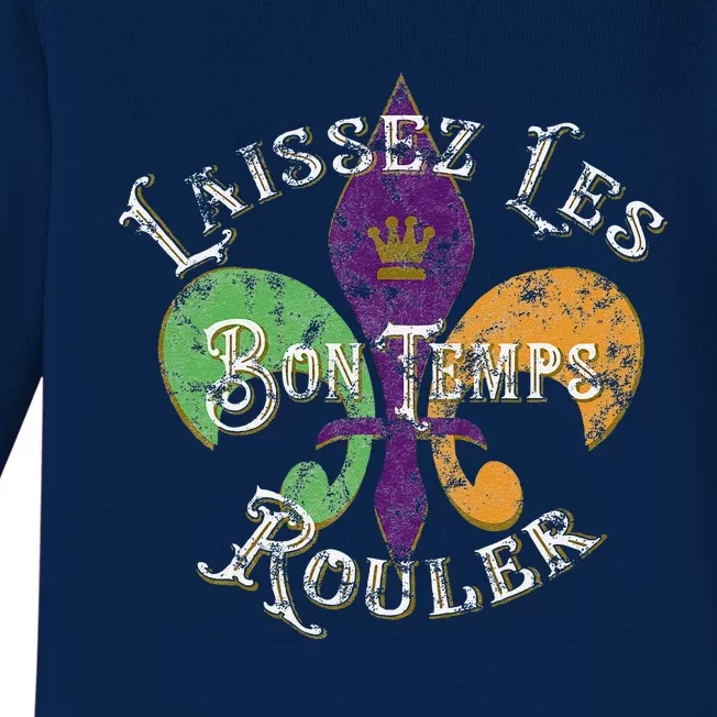 Laissez Les Bon Temps Rouler Mardi Gras 2024 Fleur De Lis Baby Long Sleeve Bodysuit