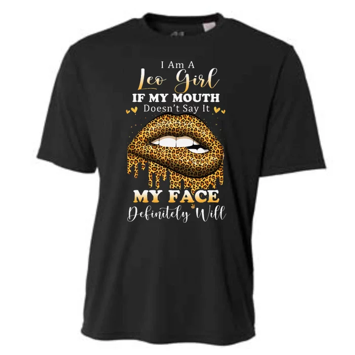 Leopard Lips Biting I Am A Leo Birthday Costumes Cooling Performance Crew T-Shirt