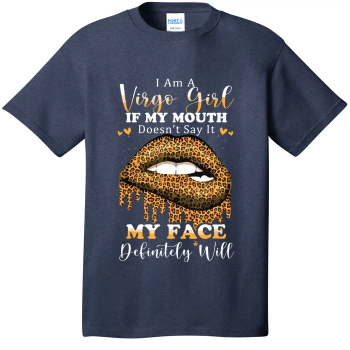 Leopard Lips Biting I Am A Virgo Girl Birthday Costumes T-Shirt