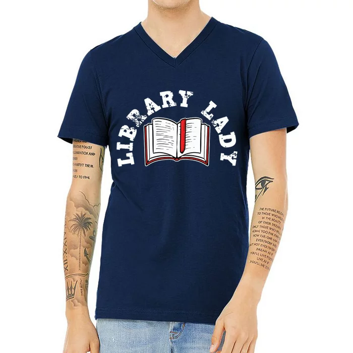 Library Librarian Bookworm Reading Books V-Neck T-Shirt